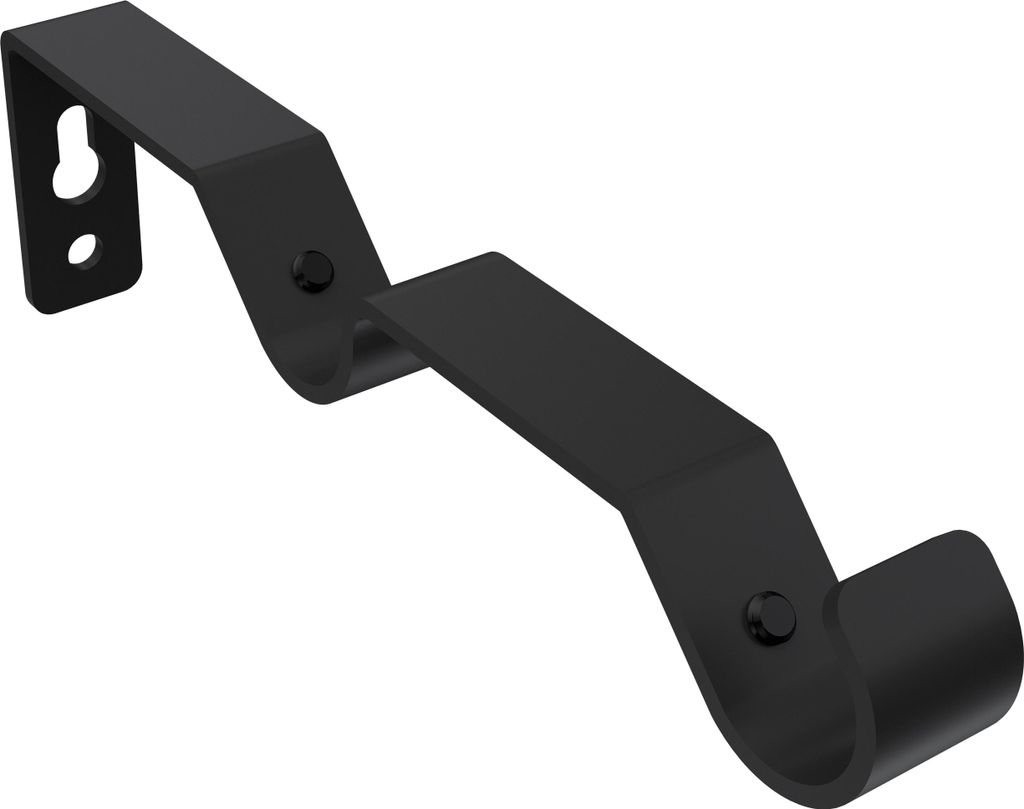 Interdeco Träger mit Abstand 7,5/13,5 cm / Wandhalterung für Gardinenstangen 16 mm Ø, 2-läufig Schwarz, Typ Hera