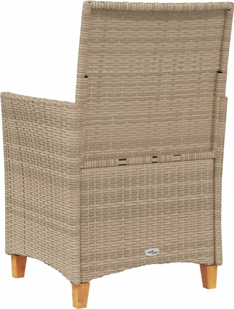 Chaises jardin poly rotin beige avec coussins confortables - Set 2 - 7