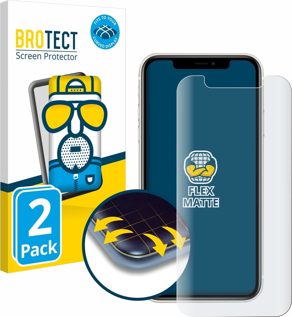 2x BROTECT Fullscreen Schutzfolie für Apple iPhone 11 Displayschutz Folie Fullcover Matt Entspiegelungsfolie