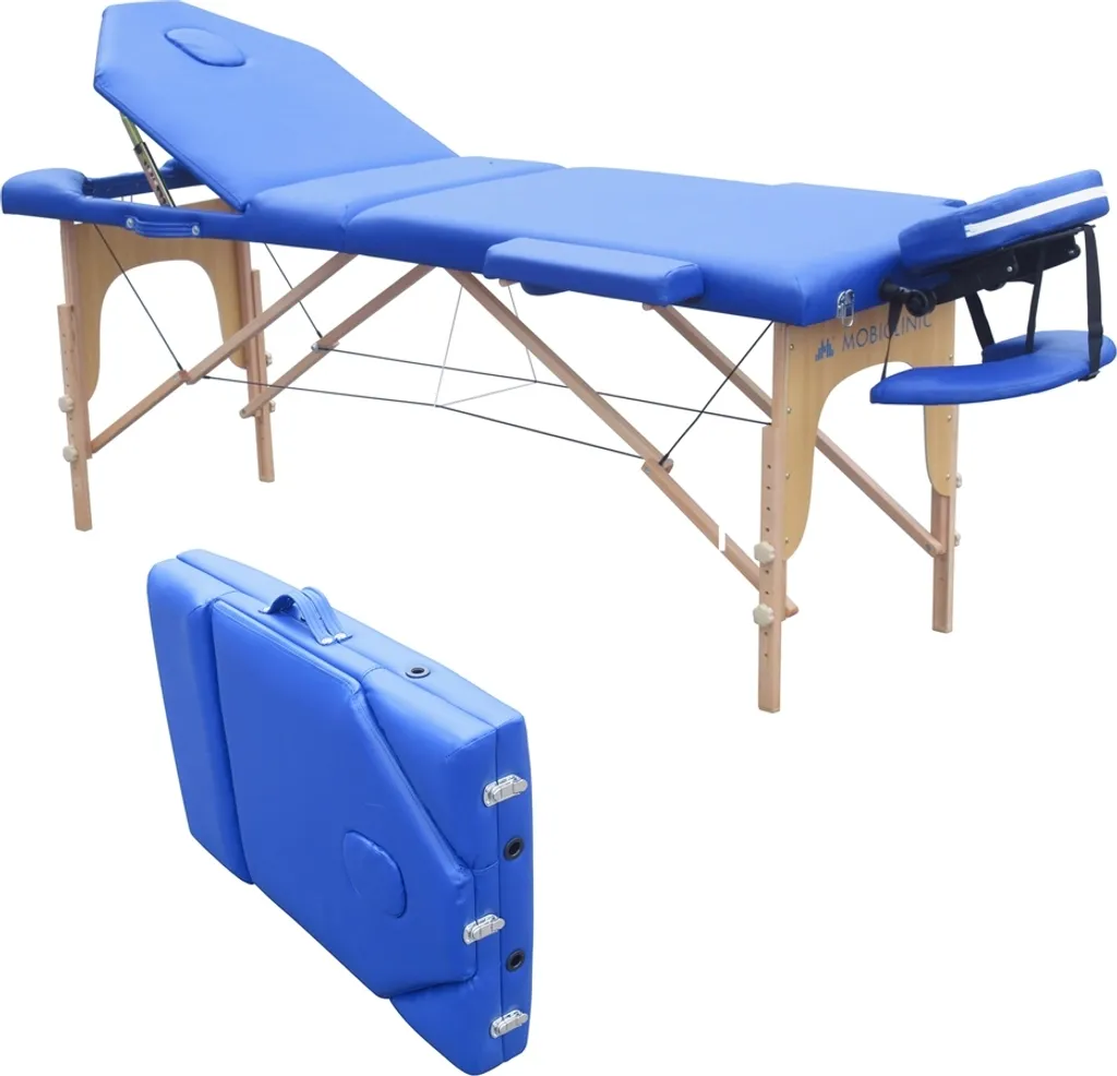 Table de Massage 186x60 cm en Bois avec Appui-tête et Accoudoirs Noir