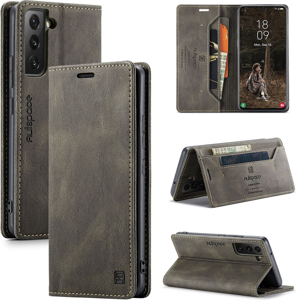 Galaxy S22 Plus 5G Brieftasche Hülle, Retro Kunstledertasche Stand Schutzhülle für Samsung Galaxy S22 Plus 5G Kupfer