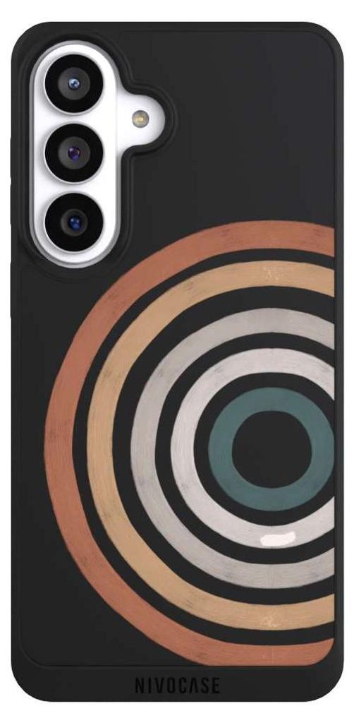 NIVOCASE Handyhülle für Samsung Galaxy S26+ Hülle NIVOpure Case Schwarz Kreise Regenbogen Wasserfarbe