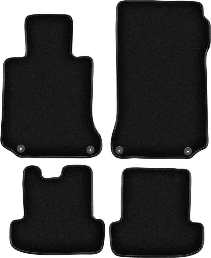 Wielganizator Velours-Autoteppiche – passend für Mercedes W207 Coupe (E-Klasse, Bj. 2009-) – schwarz, passgenau, mit Befestigungen set 4 Stk.