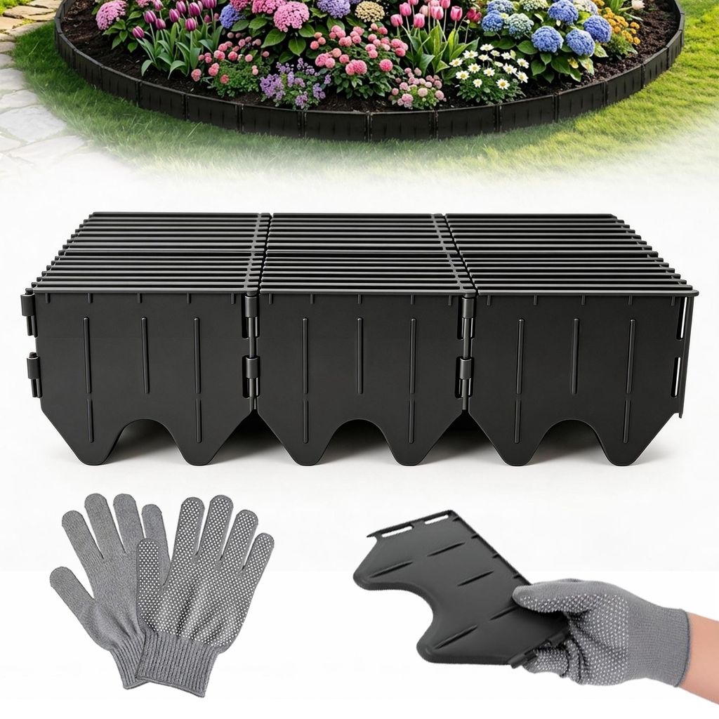 Forever Rasenkante Kunststoff Flexible Rasenkante 9.7mx13cm(LxH),Leicht zu Verarbeitende Beeteinfassung,Beetbegrenzung Beetumrandung Rasenkanten