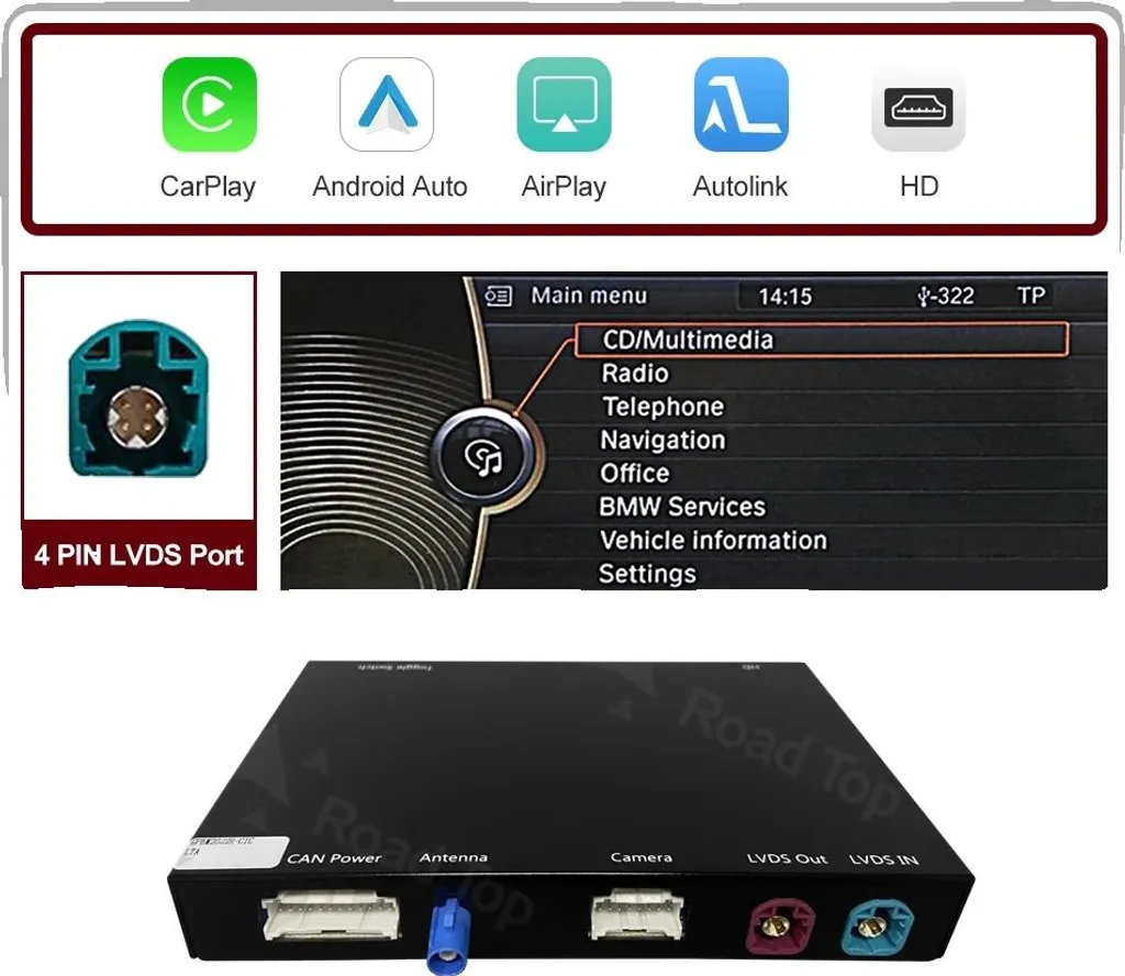 Module CarPlay sans fil avec Commande Vocale pour BMW CIC Auto Radio