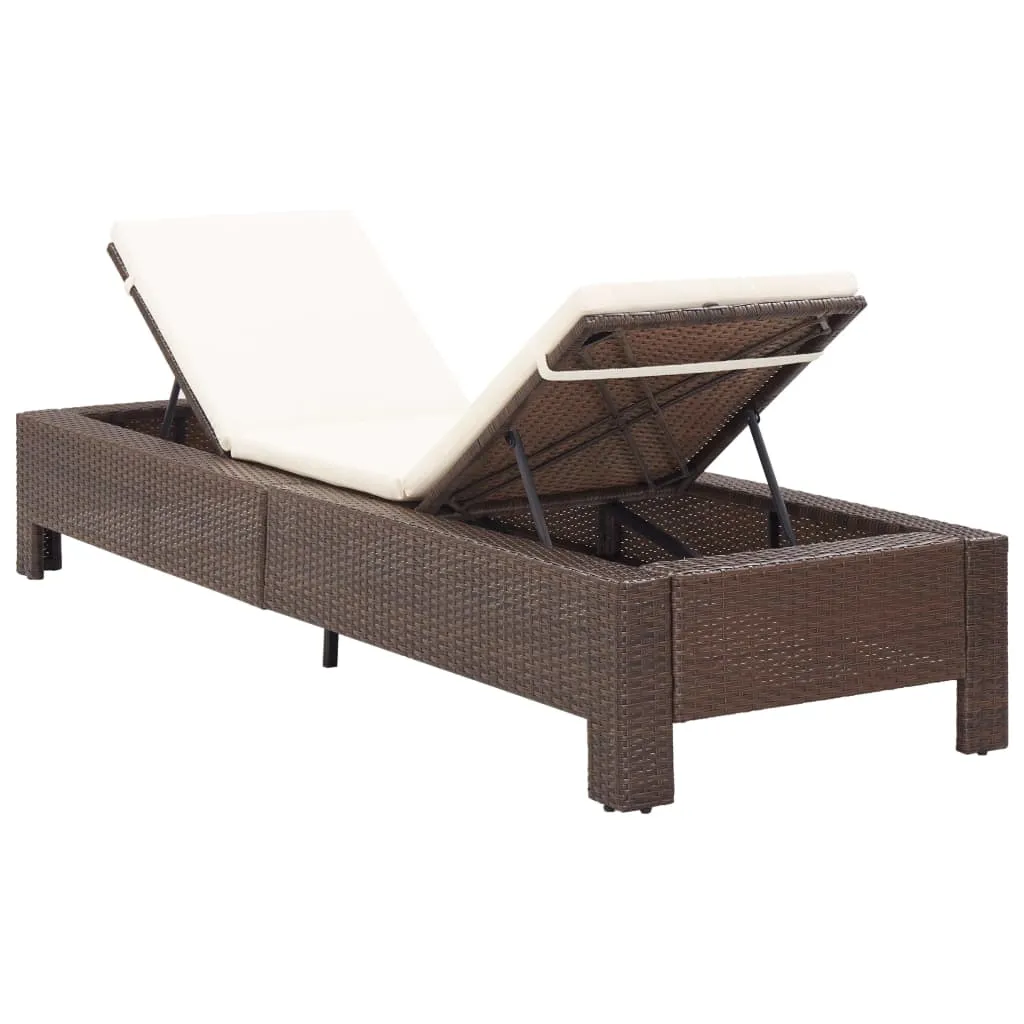 Chaise longue vidaXL en poly rotin marron avec support ergonomique
