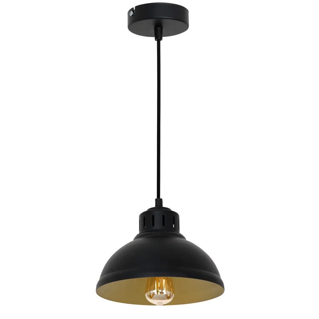 Suspension Sven Luminex Noir et Or Mat E27 100x21cm Luminaire Métal