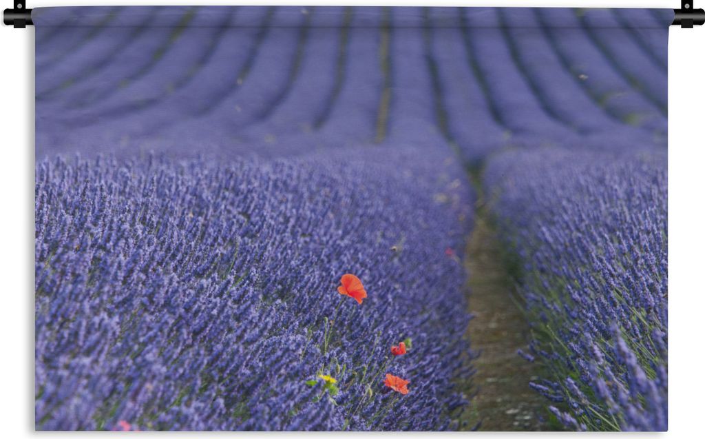 MuchoWow Wandteppich Wandbehang Lavendel - Mohn - Blumenwiese 120x80 cm Tapisserie Dekoration Wandtuch - Wanddekorationen - Wandtücher