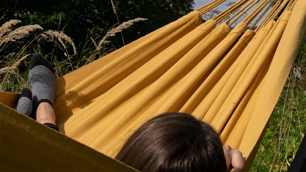 Amaca Da Giardino Potenza Con Supporto In Acciaio, Doppia 220x140 Cm, Cotone 100%, Telaio 350 Cm, Portata 220 Kg, Nero