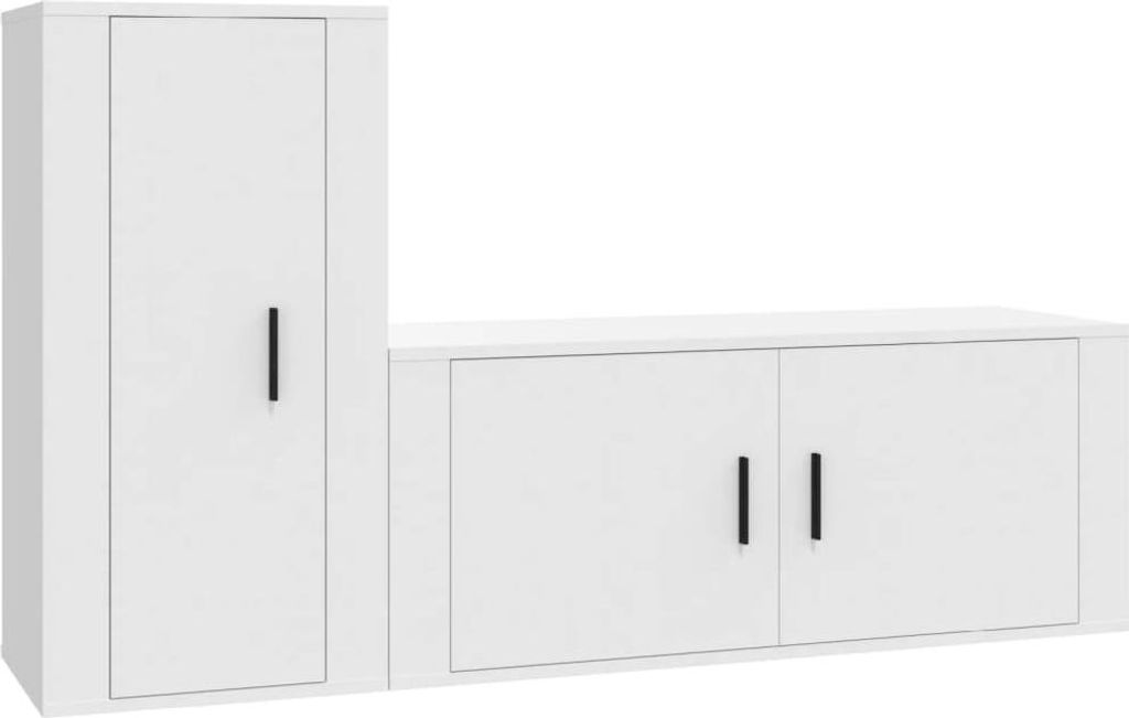 vidaXL 2-tlg. TV-Schrank-Set Weiß Holzwerkstoff