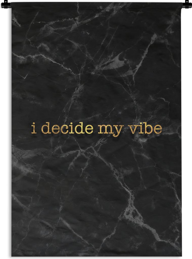 MuchoWow Wandteppich Wandbehang Zitate - Motivation - Gold - Marmor 90x135 cm Tapisserie Dekoration Wandtuch - Baumwolle - Wandskulptur