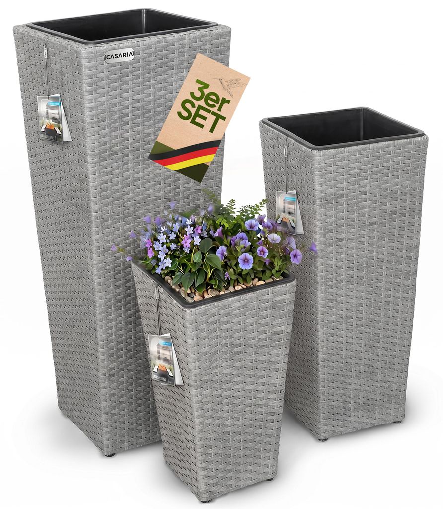 CASARIA Blumentopf 3er Set Polyrattangeflecht Übertopf Produktbild 
