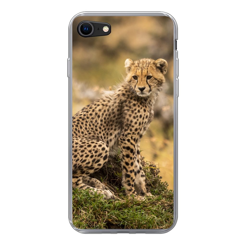 MuchoWow Handyhülle Schutzhülle Hülle für iPhone 7 Leopard - Wald - Tier Silikon Softcase Handy Hülle - Kartenhalter