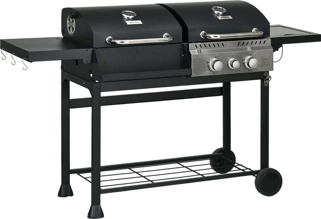 Grill gazowy na węgiel drzewny Outsunny z 2+1 palnikami, Zdjęcie produktu 