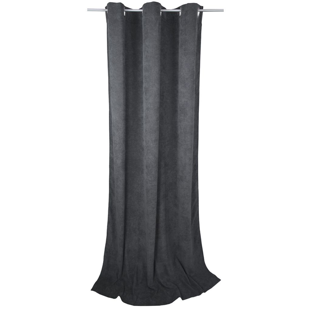 TOM TAILOR Blickdichter Ösenvorhang CASUAL CORD Anthrazit 140 x 245 cm