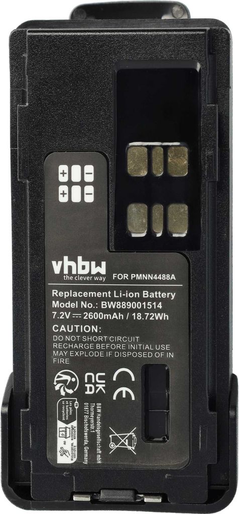 vhbw Akku kompatibel mit Motorola XiR P8660, P6620, P6600, P8620, P8600, P8668 Funkgerät, Walkie Talkie (2600 mAh, 7,4 V, Li-Ion) + Gürtelclip
