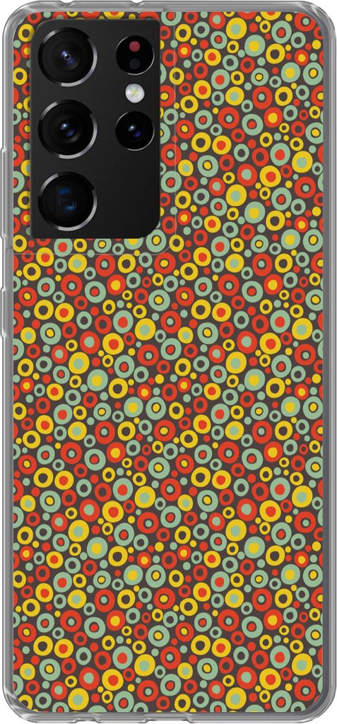 MuchoWow Handyhülle Schutzhülle Hülle für Telefoonhoesje Samsung Galaxy S21 Ultra Muster - 70er Jahre - Retro - Blase Silikon Softcase Handy ...
