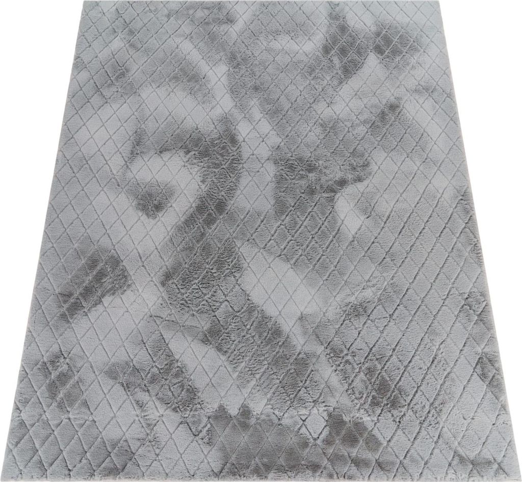 Hochflor Teppich waschbar Unifarben Struktur Schlafzimmer schmutzabweisend Grau Rechteckig 160x220 | 100% Polyester | Florhöhe: 22 mm | pflegeleicht