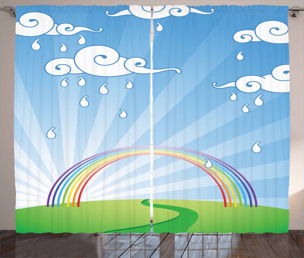 ABAKUHAUS Wolke Rustikaler Gardine, Sun-Strahlen hinter einem Hügel, Schlafzimmer Kräuselband Vorhang mit Schlaufen und Haken, 280 x 245 cm, Mehr...