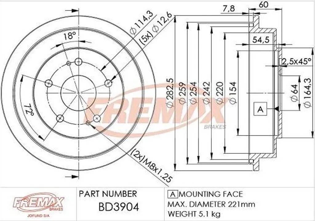 Tambour de Frein Arrière Haute Performance pour Honda Accord 230mm