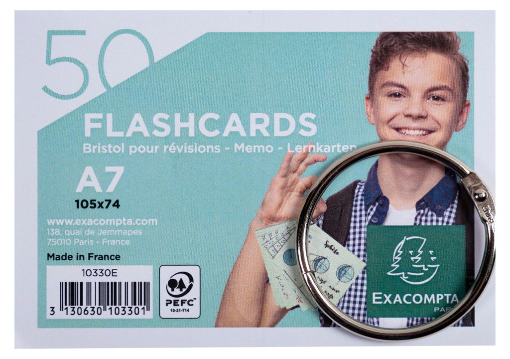 Exacompta 50 Flashcards avec reliure DIN A7 Image du produit 