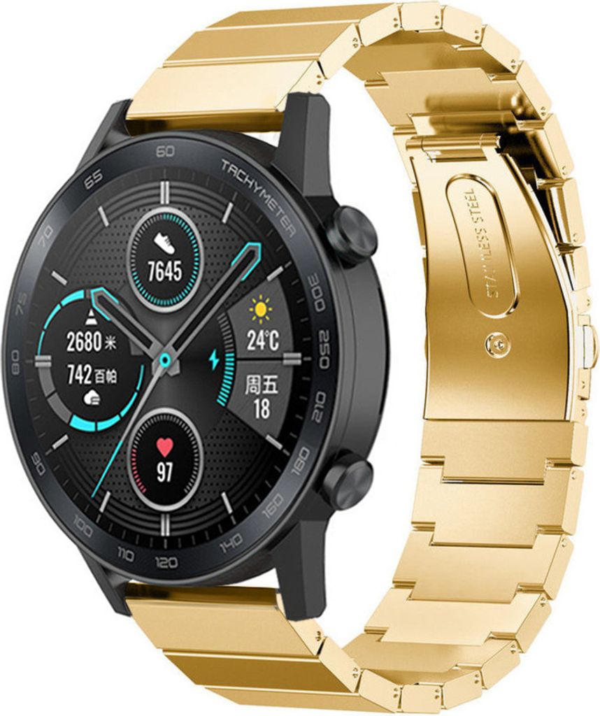 Strap-it Metallarmband - Kompatibel mit Honor Magic Watch 2 Armband 46mm Ersatzarmband Edelstahl Smartwatch Hochwertiges Material Faltschließe fü...