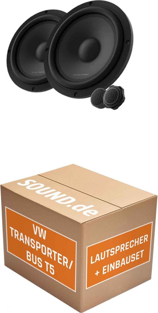 Lautsprecher Boxen Einbaupaket vorne Harman Kardon FLOW 601CFS passend für VW T5/T6 | 2x Tief-Mitteltöner 360W MAX
