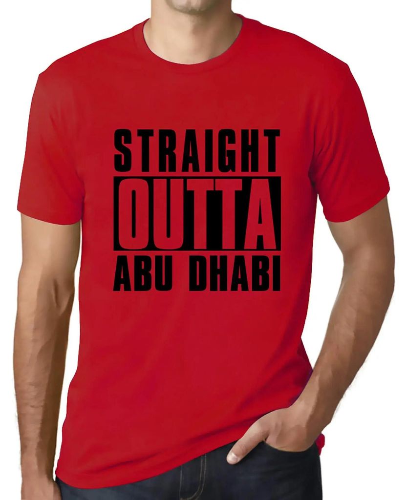 Herren Grafik T-Shirt Straight Outta Abu Dhabi Öko-Verantwortlich Vintage Jahrgang Kurzarm Lustige Druck Geburtstag Geschenk Mann