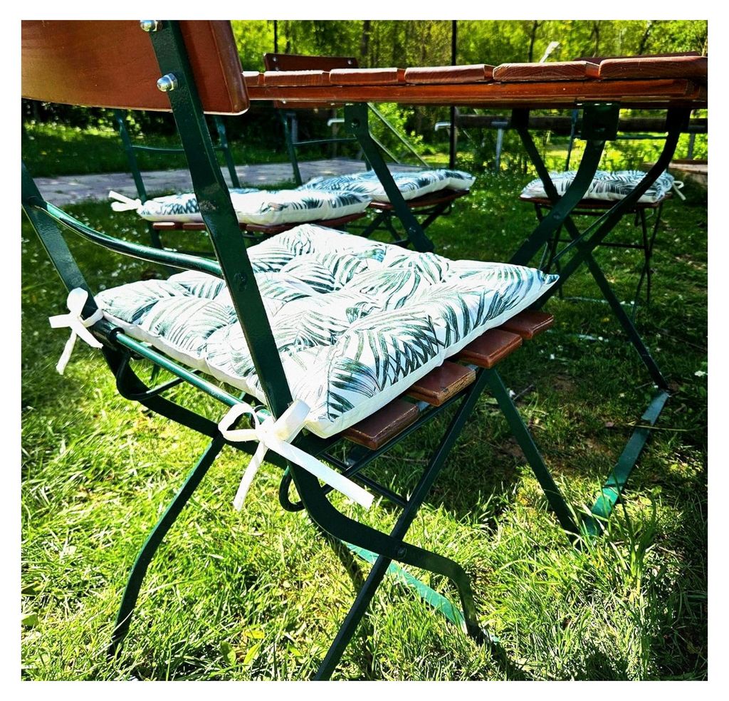 Outdoor Motiv Stuhlkissen 38x38cm Lounge Kissen Auflage Wasserfest Sitzkissen Garten, Farbe: Palmenblätter