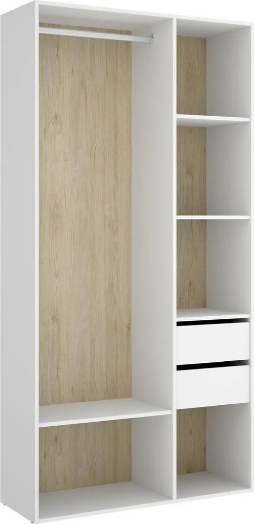 Armoire blanche Maon 2 tiroirs : penderie chic pour chambre adulte