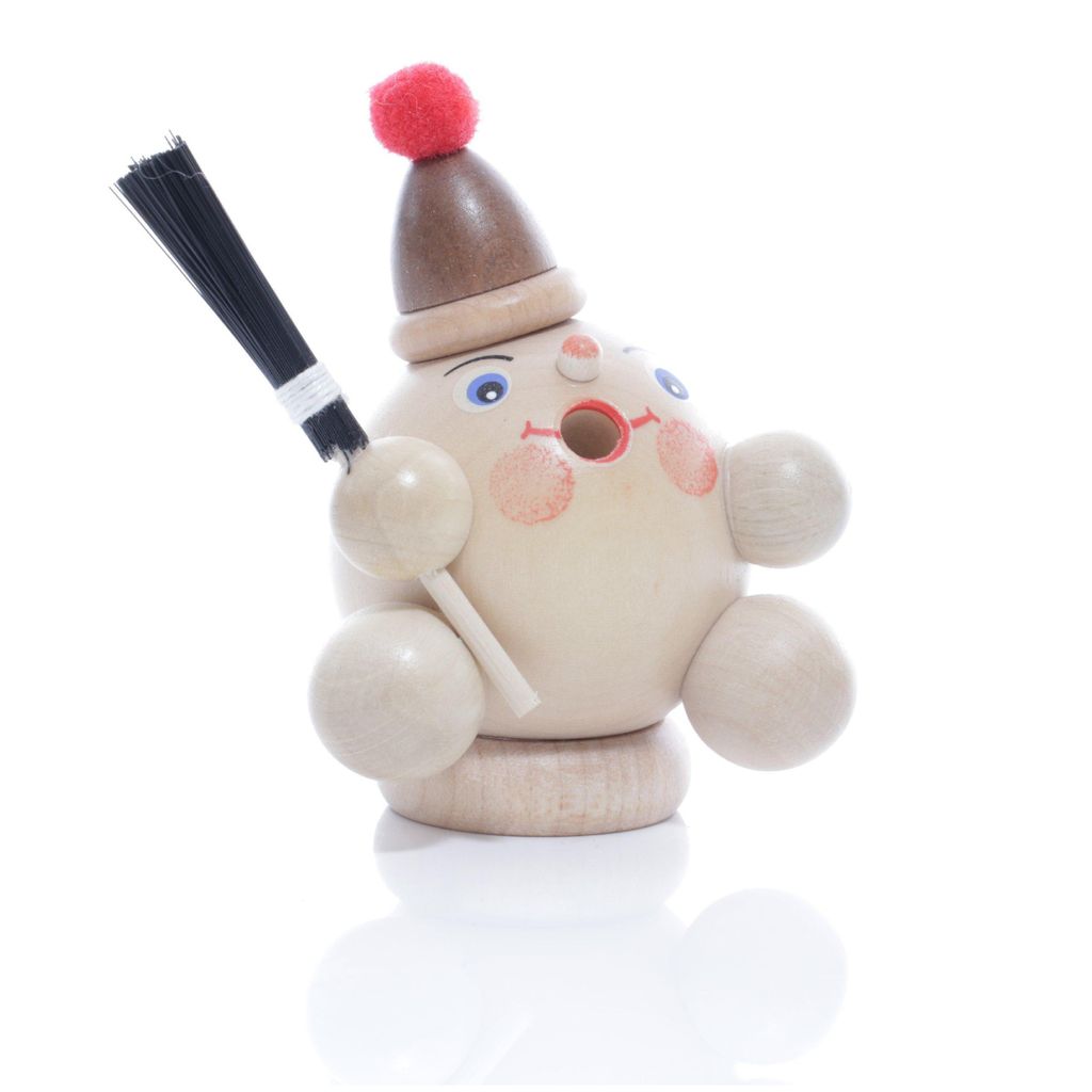 Räucherfigur Räucherschneeball mit Besen Natur BxHxT ca 7 x 9 x 6cm NEU