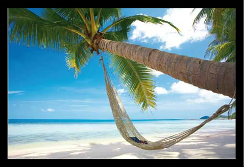 Poster Plage Chill Out Paradise avec Cadre Noir Shinsuke Maxi 61x91,5 cm