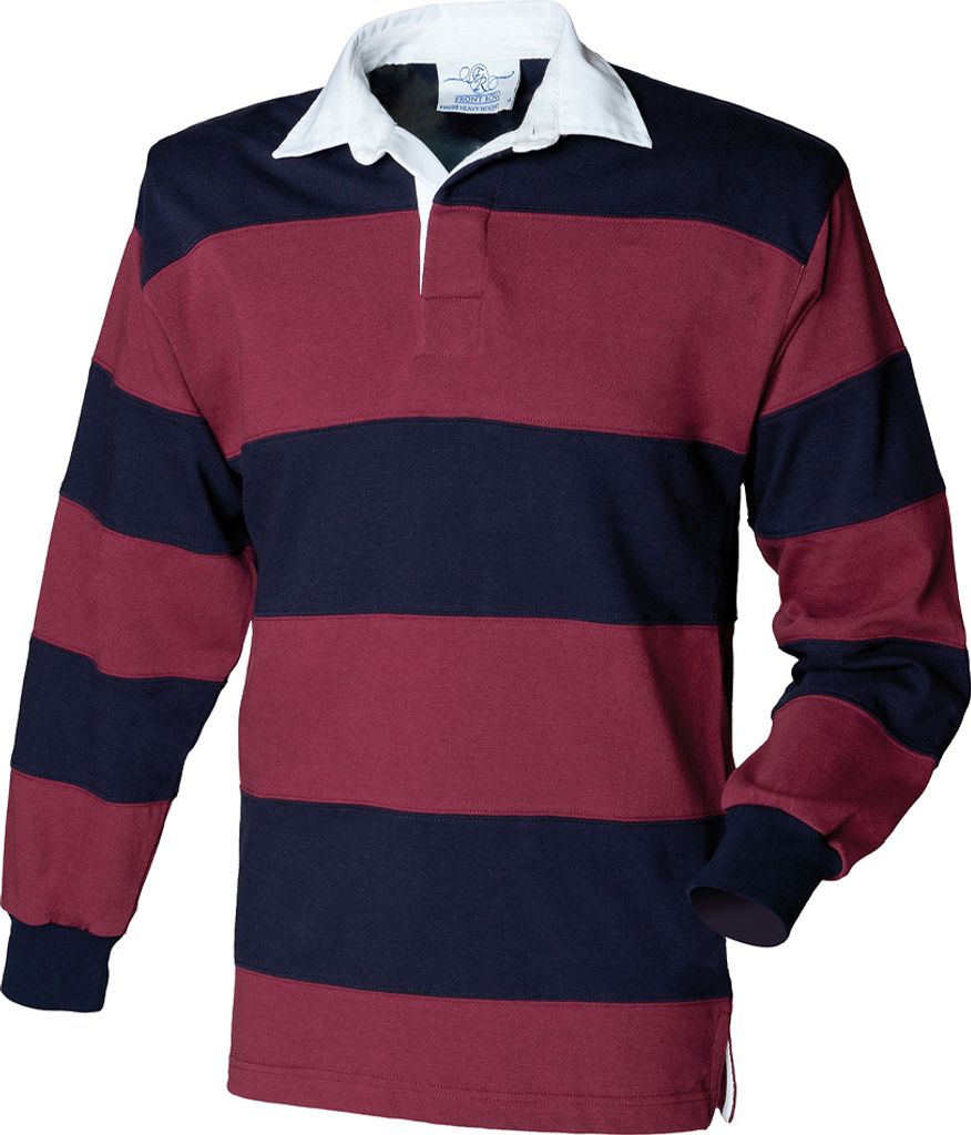 Front Row - Poloshirt Genäht für Herren - Rugby PC6148 (M) (Burgunderrot/Marineblau)