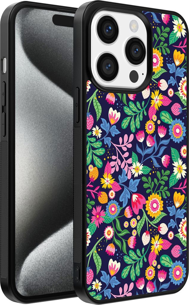 Handyhülle passend für iPhone 15 Pro mit Blumendruck - TPU Back Cover Case Blumendesign