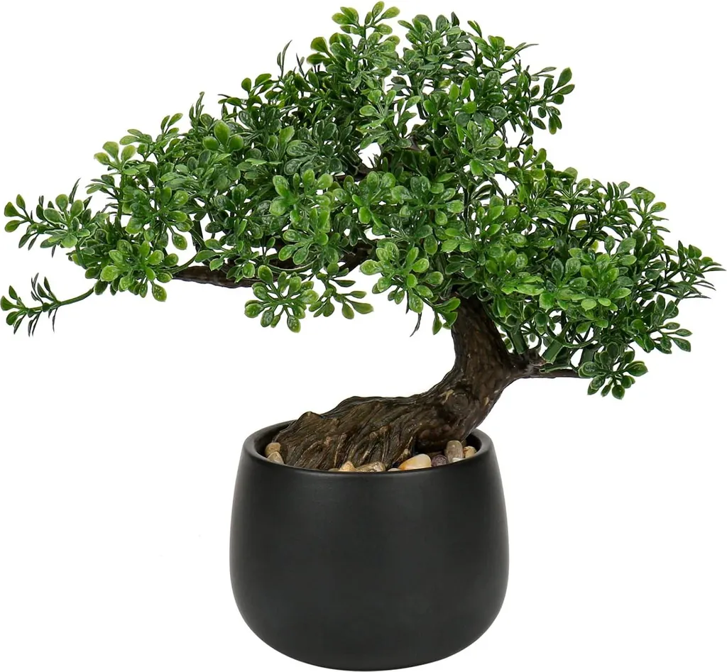 Arbre Artificiel Bonsaï Décoratif en Pot Céramique - Déco Zen 25 cm