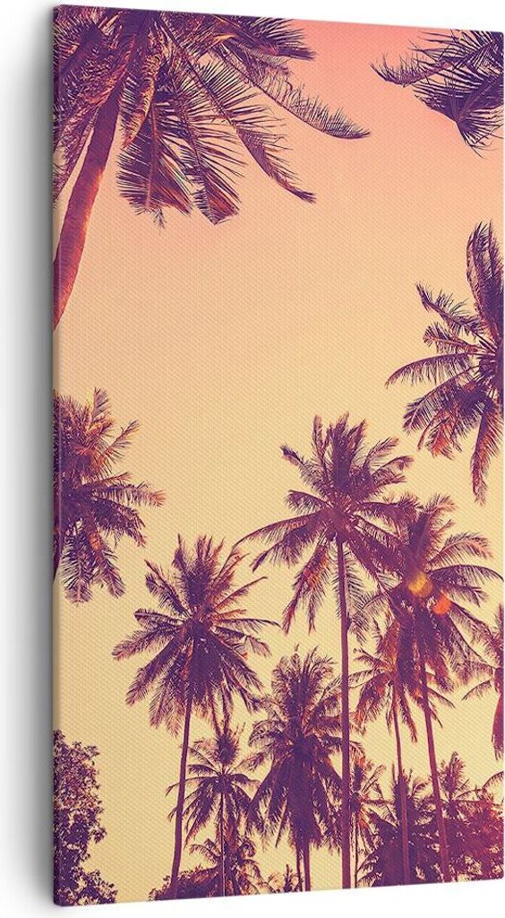 Bild auf Leinwand - Leinwandbild - Einteilig - Palmen Himmel Sonne - 45x80cm - Wand Bild - Wanddeko - Wandbilder - Leinwanddruck - Bilder - Wanddek...