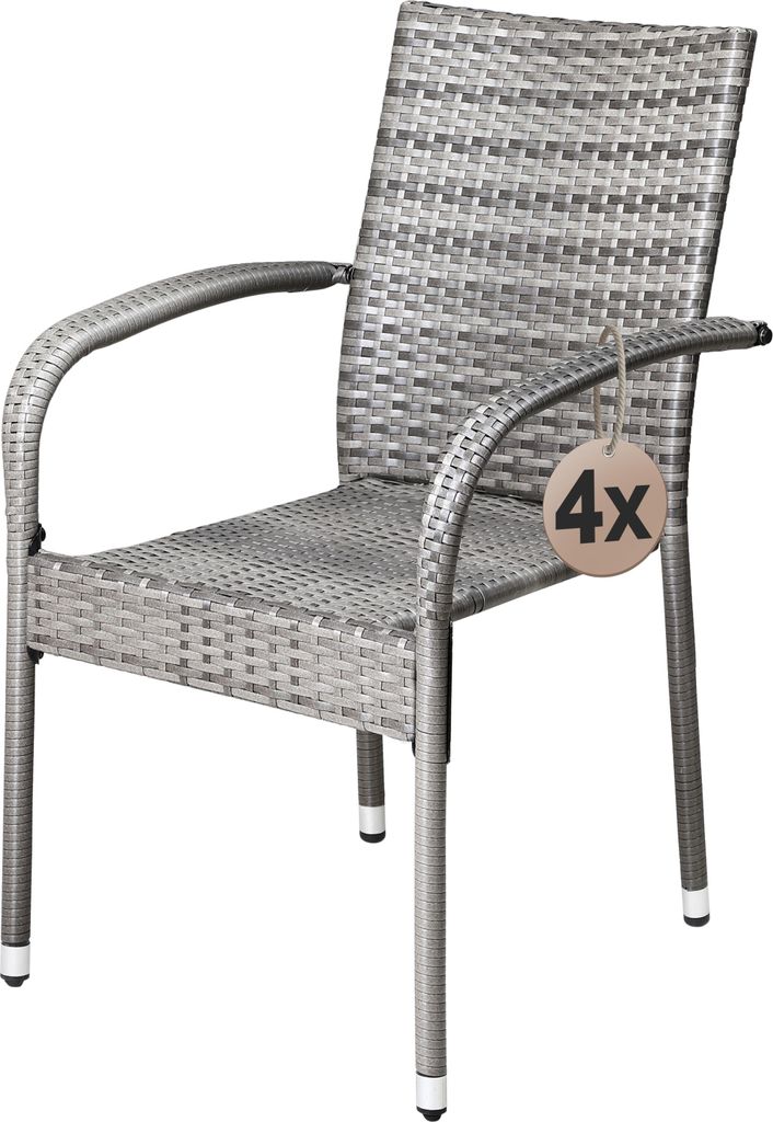 CASARIA® Lot de 4 Chaise Salle a Manger en Polyrotin Grises Image du produit 