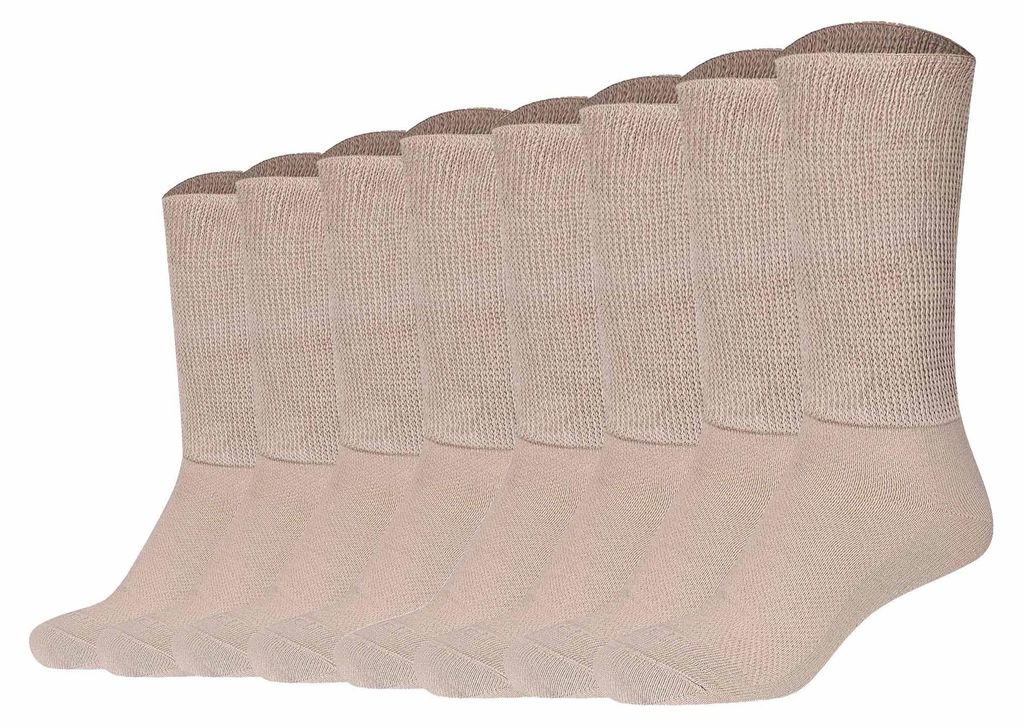 Camano Uni Socken, 8er Pack - Organic Diabetic Socks, Diabetiker-Socken, einfarbig Sand 39-42