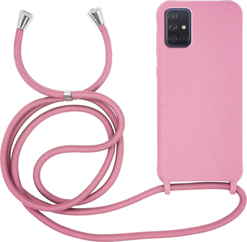 MyGadget Handykette für Samsung Galaxy A71 TPU Hülle mit Band - Handyhülle mit Handyband zum Umhängen Kordel Schnur Case Schutzhülle - Rosa
