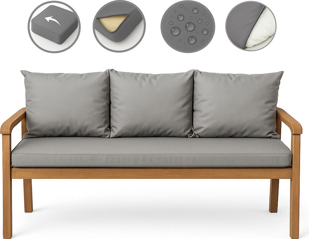 Vankúše na záhradnú lavicu| Sedák 150x60x7 + operadlo 3x Obrázok produktu 