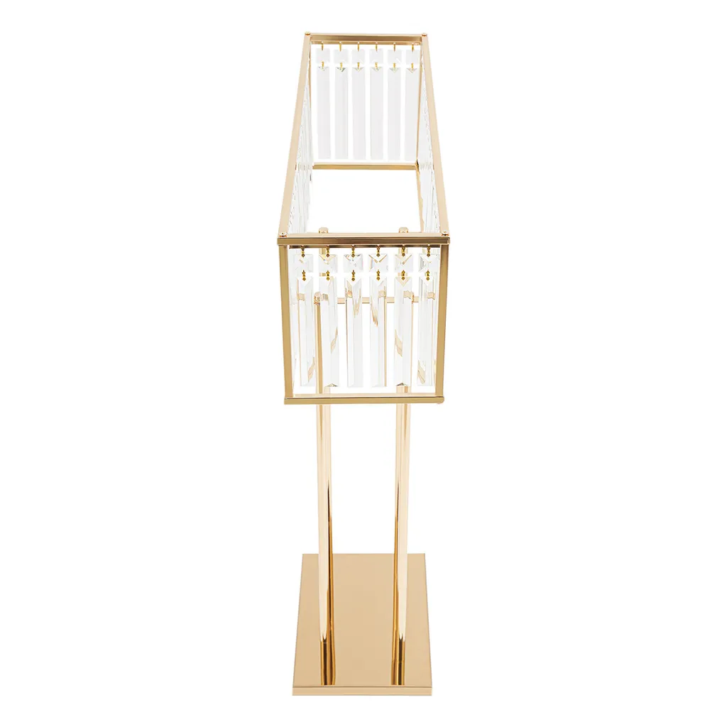 Support floral de réception pour centre de table mariage cristal et or