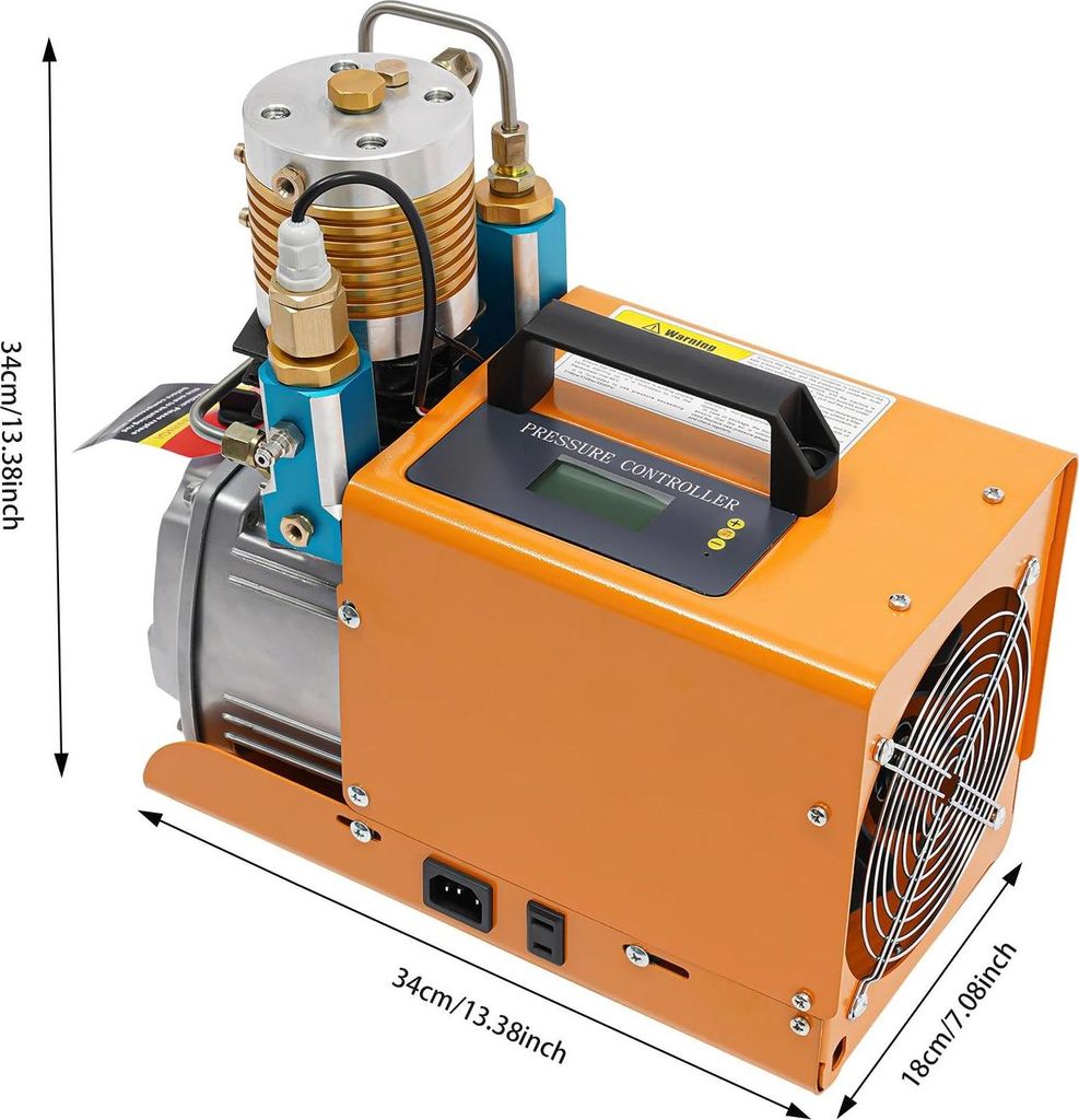 PCP Kompressor - Hochdruckkompressor - 30 MPa - 1,8 kW Kupfermotor - 100 L/min - Automatische Abschaltung - Für Flaschen bis 6,8 L - EU‐Stecker ...