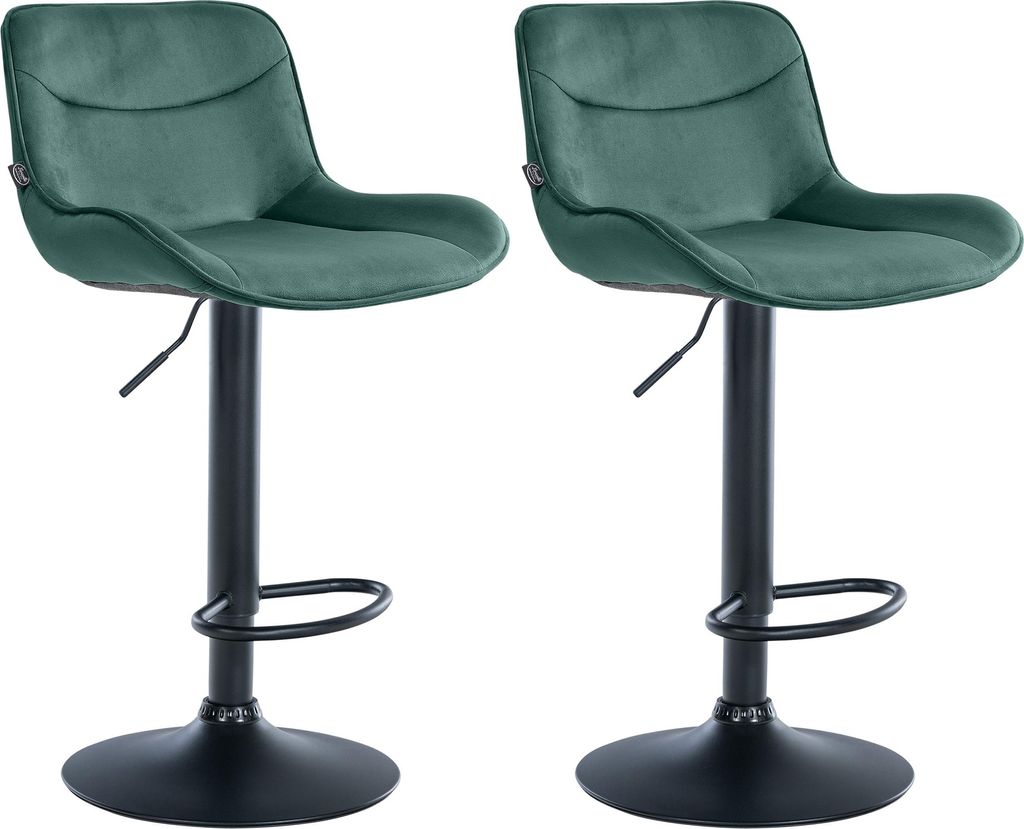 2er Set Barhocker HLO-CP303 Samt schwarz grün