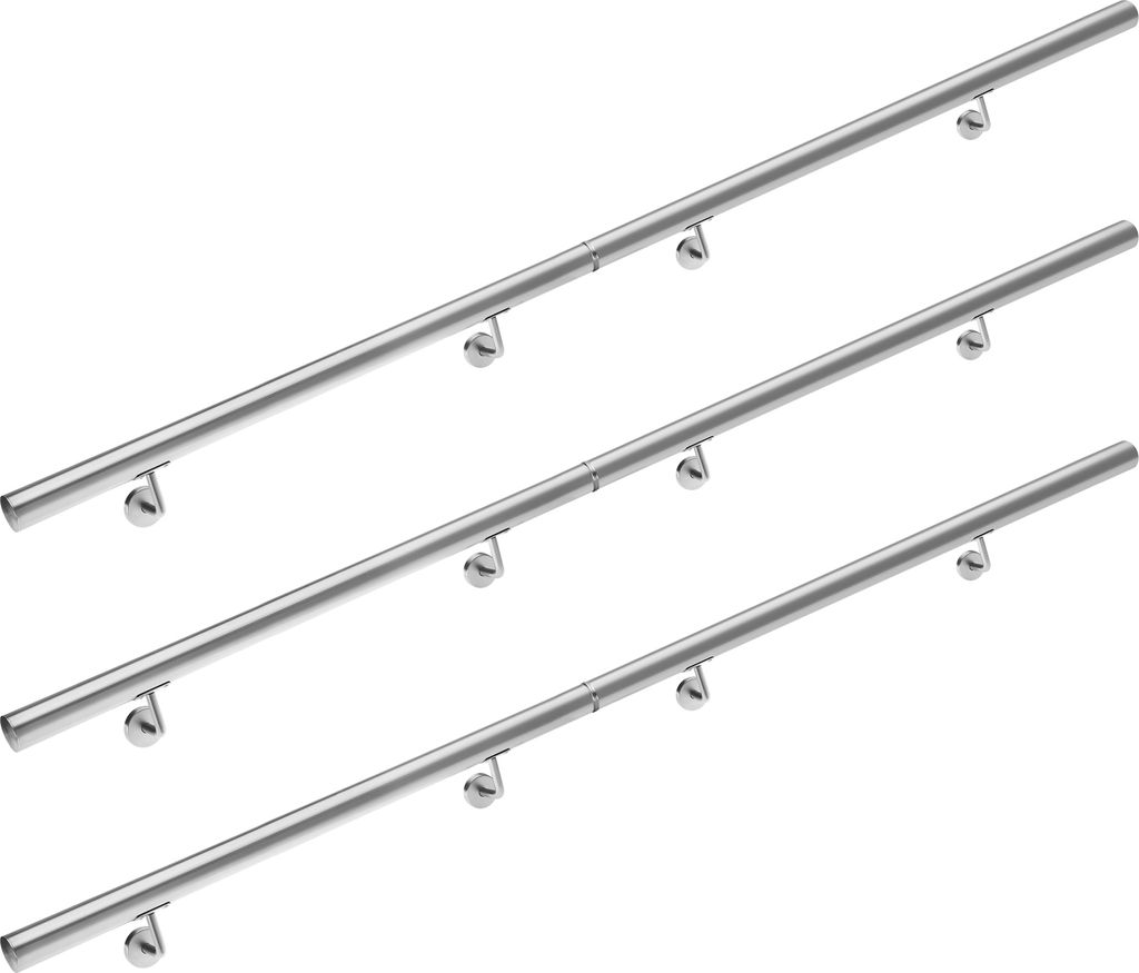 MONZANA Edelstahl Handlauf V2A Geländer Treppengeländer 600 cm Wandhalterung Verbindungen Verschlusskappen Innen & Außen