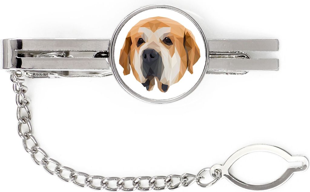 Spanischer Mastiff, Mastín aus León - geometrische Krawattennadel mit Bild und Schriftzug von Art-Dog