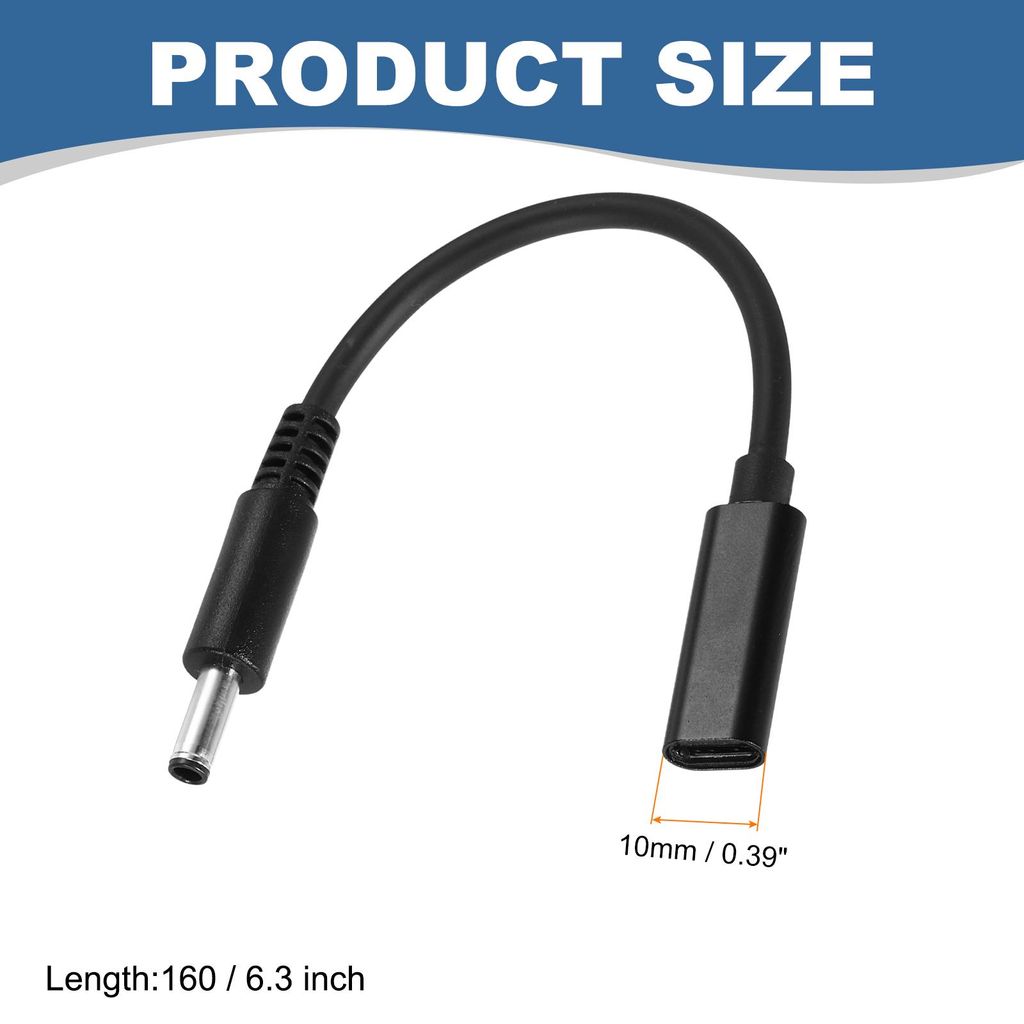 1 Stš¹ck USB-C auf DC Kabel, USB-C Buchse zu 4.5 x 3.0 x 0.6mm Stecker fš¹r Telefon, Laptop, Schwarz