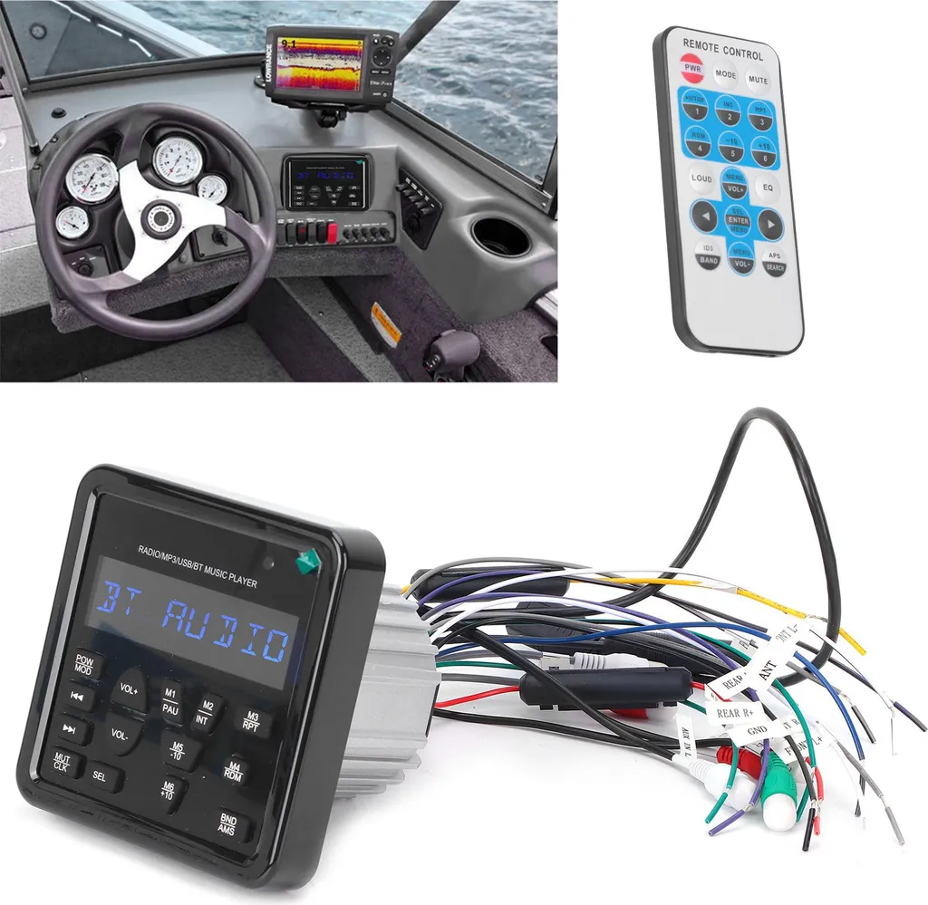 Lettore MP3 Bluetooth Impermeabile Marino 1DIN per Yacht e Auto