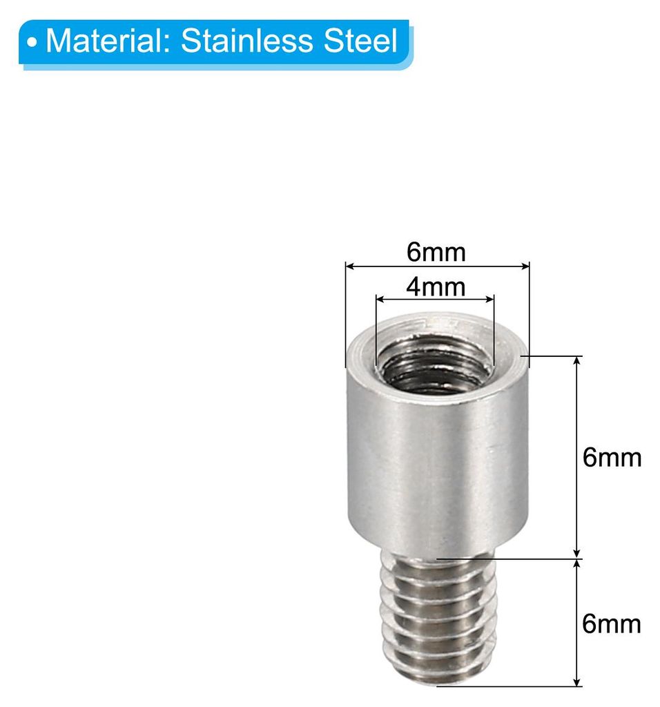 12 Stš¹ck M4 Abstandshalter, M4 6+6mm Distanzhalter Edelstahl Gewindeabstandshalter Schrauben-Set 4mm ID 6mm OD Metrische m?nnliche weibliche Gew...