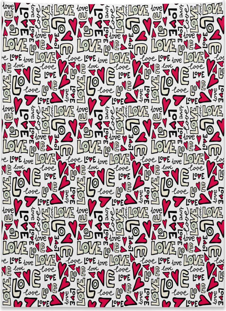 Abakuhaus Liebe Wandteppich, Graffiti-Wörter romantisch aus Weiches Mikrofaser Stoff Kein Verblassen Klare Farben Waschbar, 110 x 150 cm, Hellgrü...