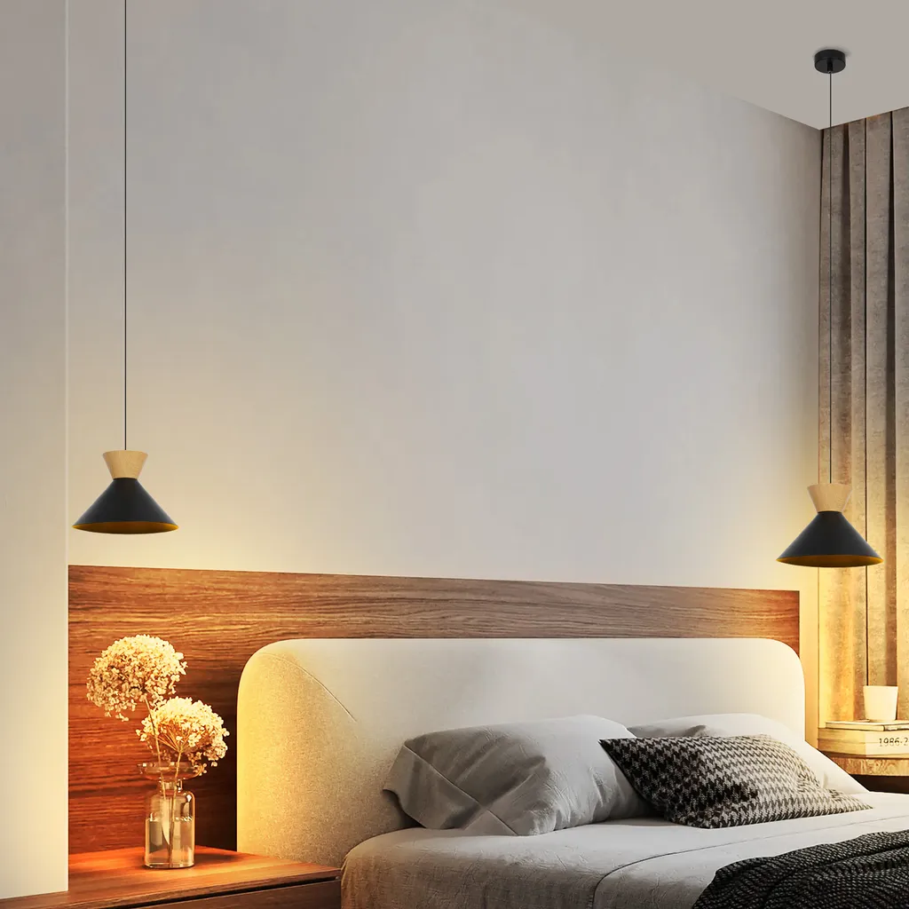 Suspension Plafond Noire E27 pour Éclairage Ciblée Table et Hall - 2x - 7
